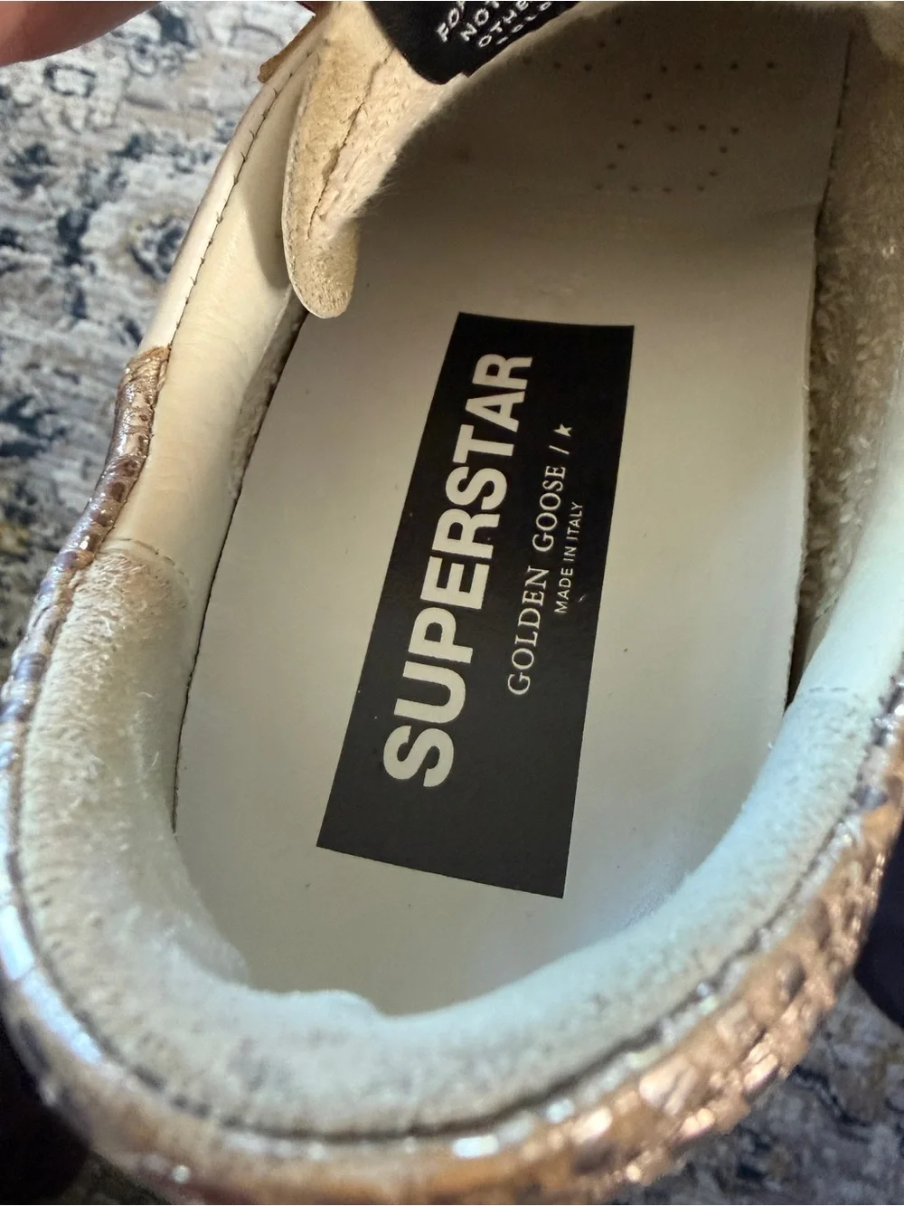 Golden Goose Superstar Sneakers in White and Gold - Picture 5 of 7